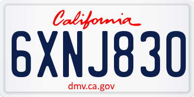 CA license plate 6XNJ830