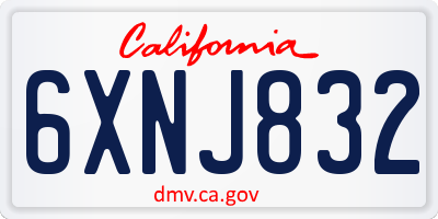 CA license plate 6XNJ832