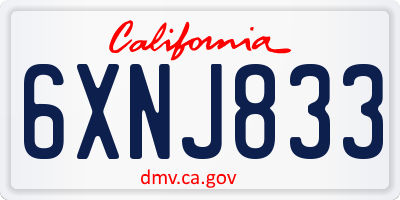 CA license plate 6XNJ833