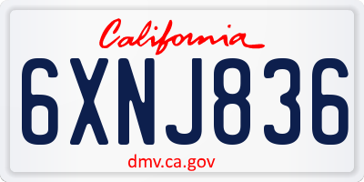 CA license plate 6XNJ836