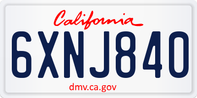 CA license plate 6XNJ840