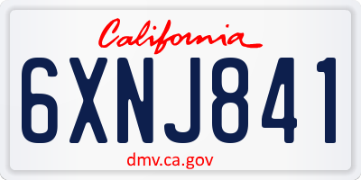CA license plate 6XNJ841