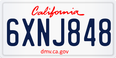 CA license plate 6XNJ848