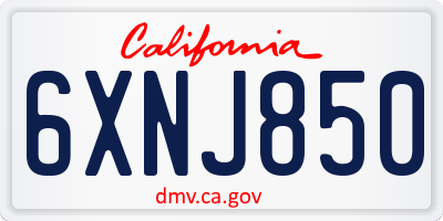 CA license plate 6XNJ850