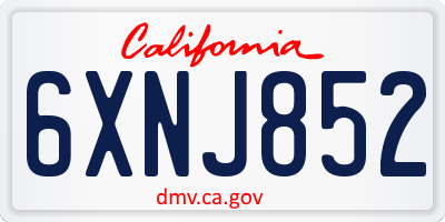 CA license plate 6XNJ852