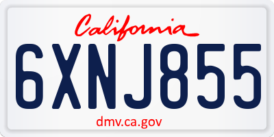 CA license plate 6XNJ855