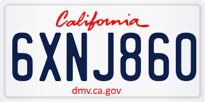 CA license plate 6XNJ860