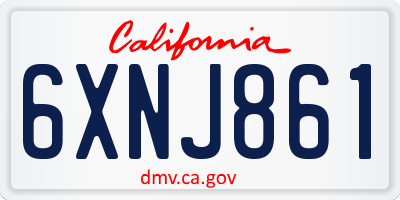 CA license plate 6XNJ861