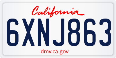 CA license plate 6XNJ863