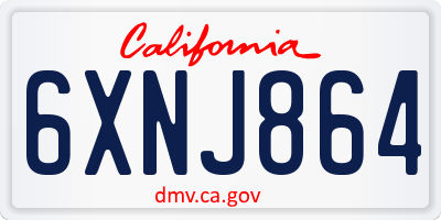 CA license plate 6XNJ864