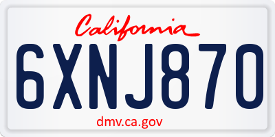 CA license plate 6XNJ870