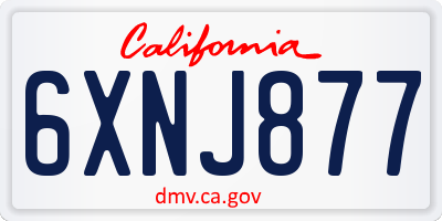 CA license plate 6XNJ877