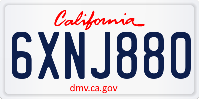 CA license plate 6XNJ880