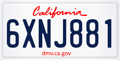 CA license plate 6XNJ881