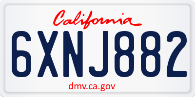 CA license plate 6XNJ882