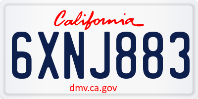 CA license plate 6XNJ883