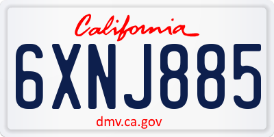 CA license plate 6XNJ885