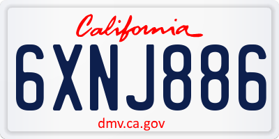 CA license plate 6XNJ886