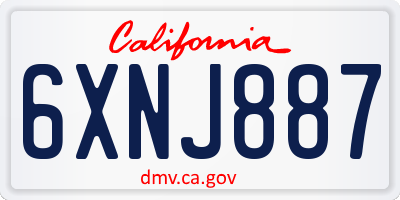CA license plate 6XNJ887