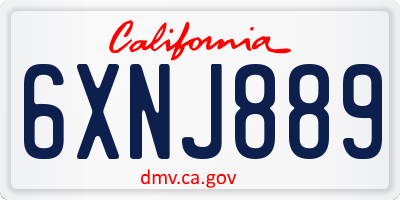 CA license plate 6XNJ889