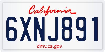 CA license plate 6XNJ891
