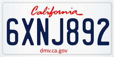 CA license plate 6XNJ892
