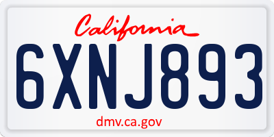CA license plate 6XNJ893