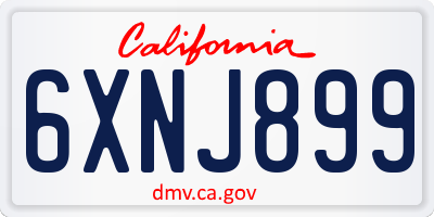 CA license plate 6XNJ899