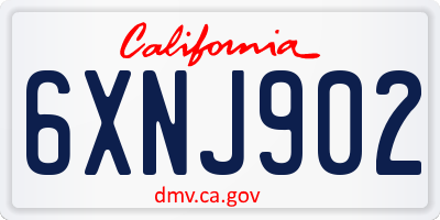 CA license plate 6XNJ902