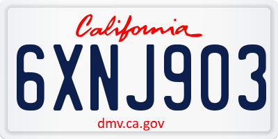 CA license plate 6XNJ903