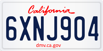 CA license plate 6XNJ904