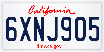 CA license plate 6XNJ905