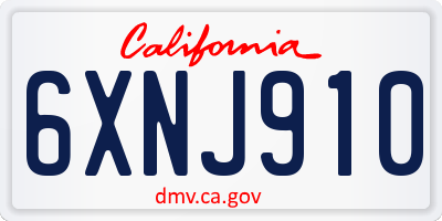 CA license plate 6XNJ910
