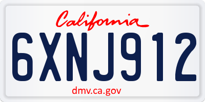 CA license plate 6XNJ912