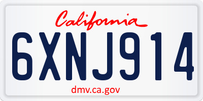 CA license plate 6XNJ914