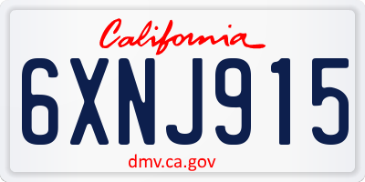 CA license plate 6XNJ915