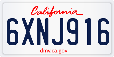 CA license plate 6XNJ916