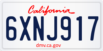 CA license plate 6XNJ917