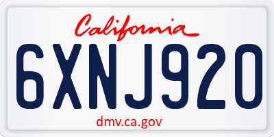 CA license plate 6XNJ920