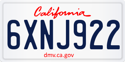 CA license plate 6XNJ922