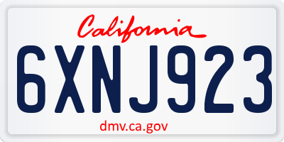 CA license plate 6XNJ923