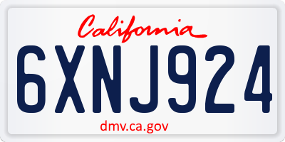 CA license plate 6XNJ924