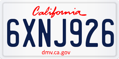 CA license plate 6XNJ926