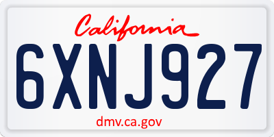 CA license plate 6XNJ927
