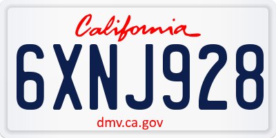 CA license plate 6XNJ928