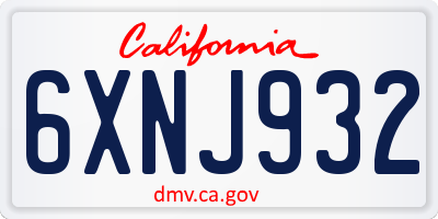 CA license plate 6XNJ932