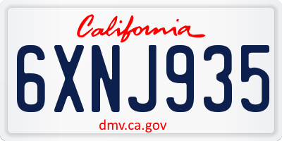 CA license plate 6XNJ935