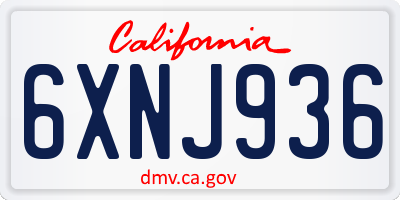 CA license plate 6XNJ936