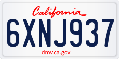 CA license plate 6XNJ937