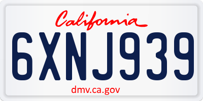 CA license plate 6XNJ939